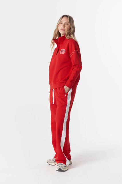 Goondiwindi Cotton Off Track ½ Zip Sweater - Salsa/White