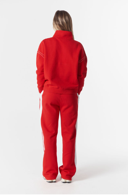 Goondiwindi Cotton Off Track ½ Zip Sweater - Salsa/White