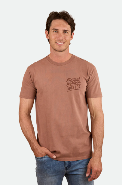 Ringers Of The Sky Mens Stock Fit T-Shirt - Saddle Brown
