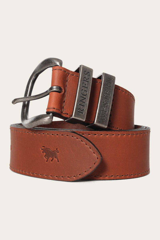 Ringers Western Men's James Belt - Tawny Brown / Silver