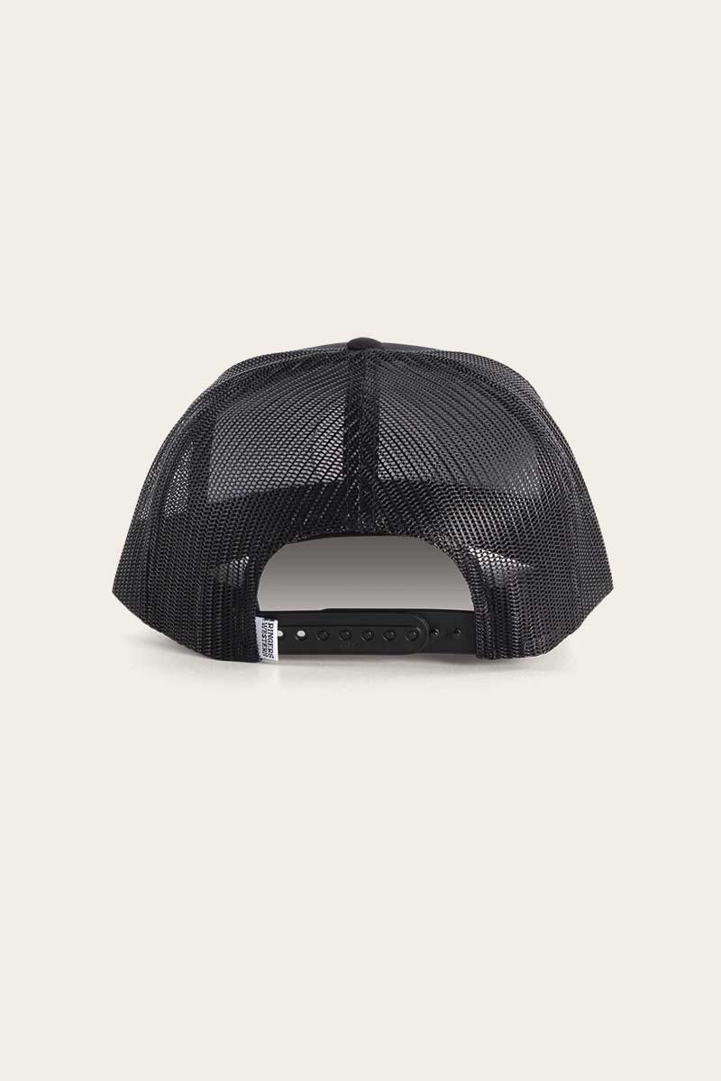 RINGERS WESTERN SIGNATURE BULL TRUCKER CAP - BLACK (PINK PATCH)