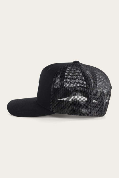 Ringers Western Mens Signature Bull Trucker - Black with Black & White Patch