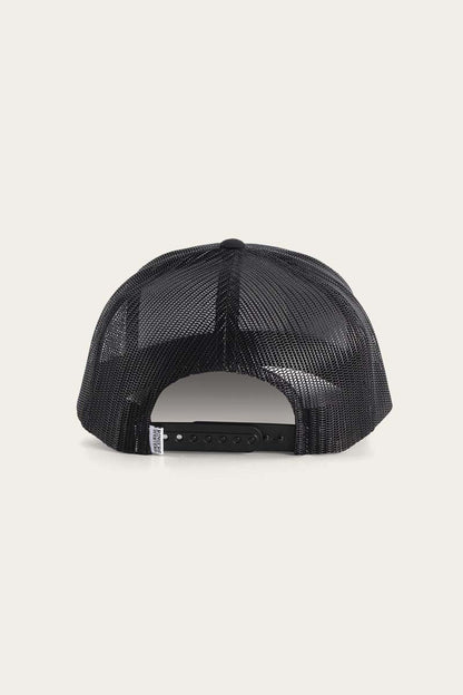 Ringers Western Mens Signature Bull Trucker - Black with Black & White Patch
