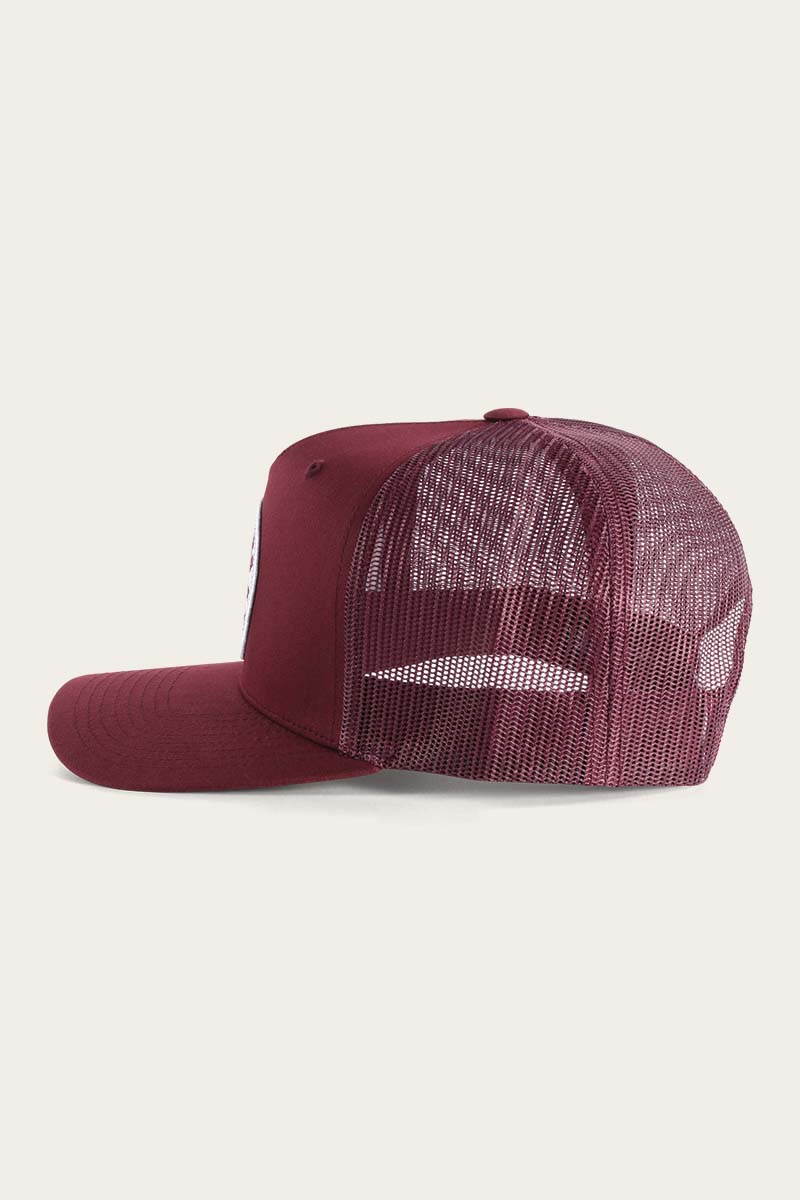 RINGERS WESTERN SIGNATURE BULL TRUCKER CAP - BURGUNDY/WHITE