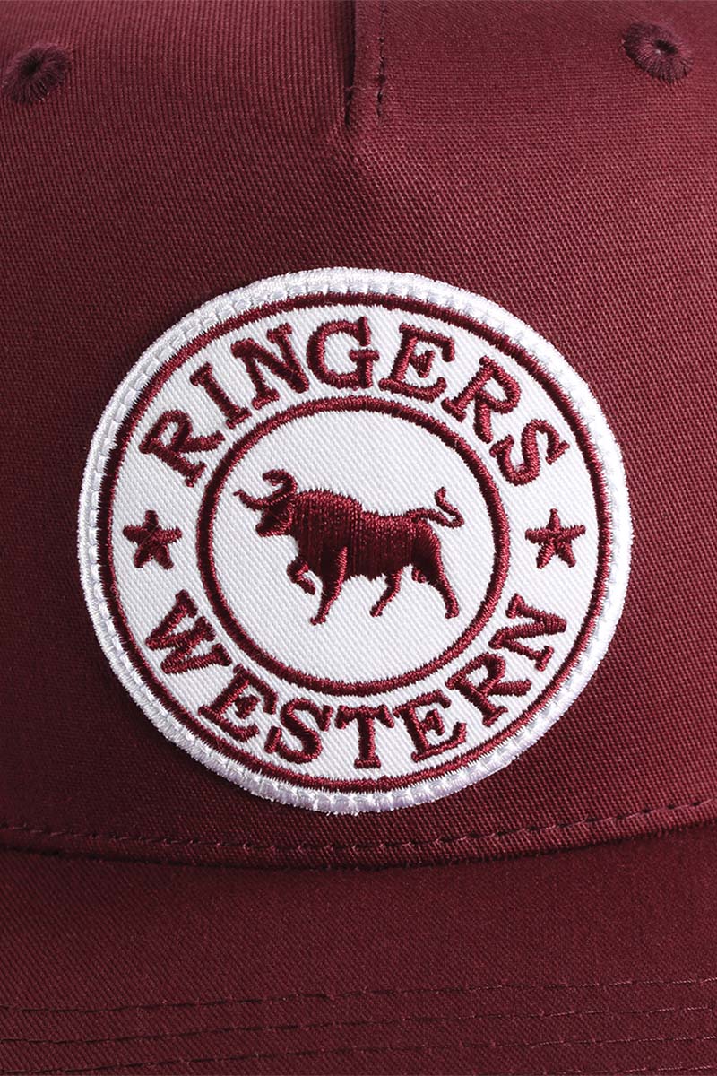 RINGERS WESTERN SIGNATURE BULL TRUCKER CAP - BURGUNDY/WHITE