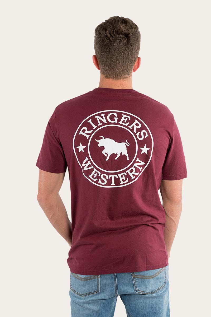 RINGERS SIGNATURE BULL MENS CLASSIC T-SHIRT - BURGUNDY/WHITE