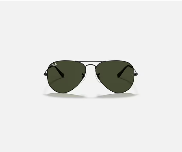 Ray-Ban Aviator Large Metal Black W/G-15 Green