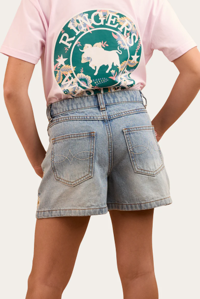 Ringers Western Bridie Kids Denim Short -Light Wash Blue