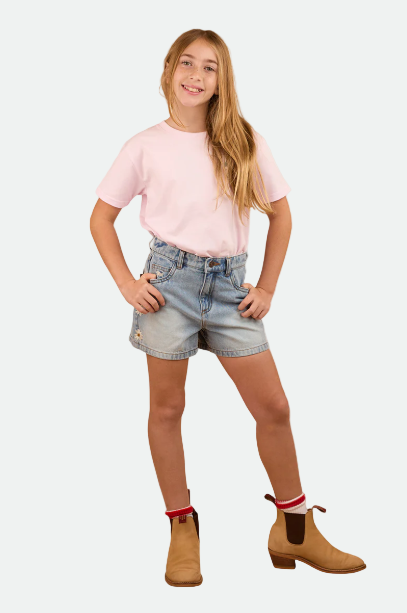 Ringers Western Bridie Kids Denim Short -Light Wash Blue