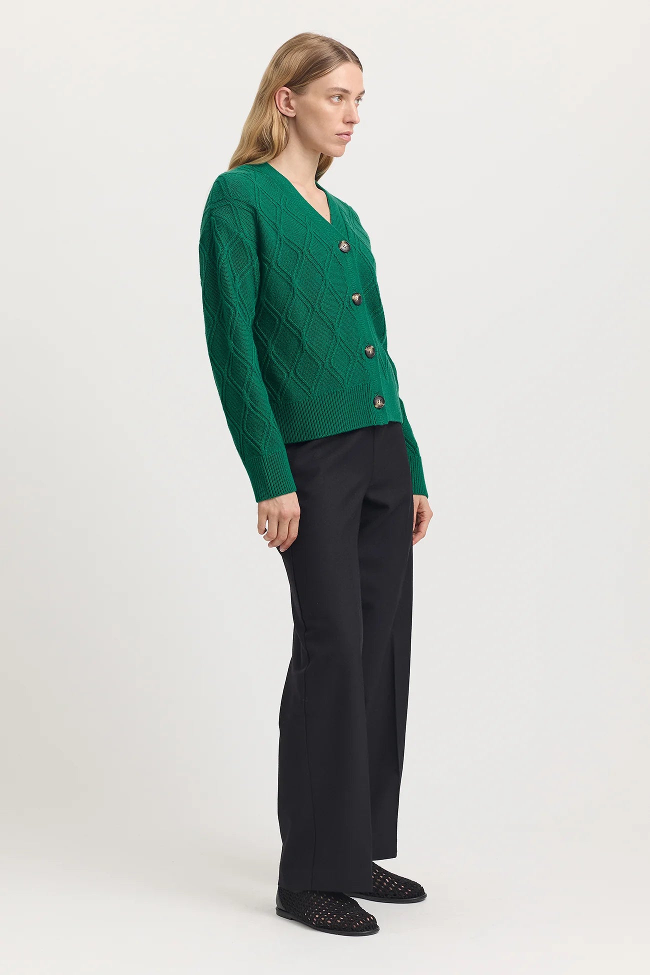 Toorallie Women's Diamond Cable Cardigan -  Lush Green