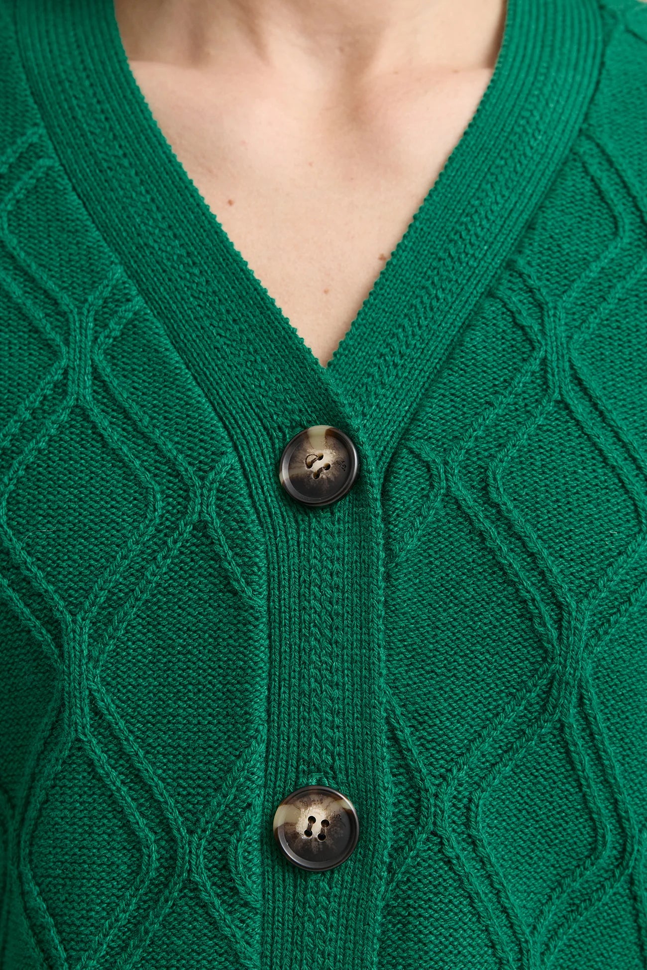 Toorallie Women's Diamond Cable Cardigan -  Lush Green