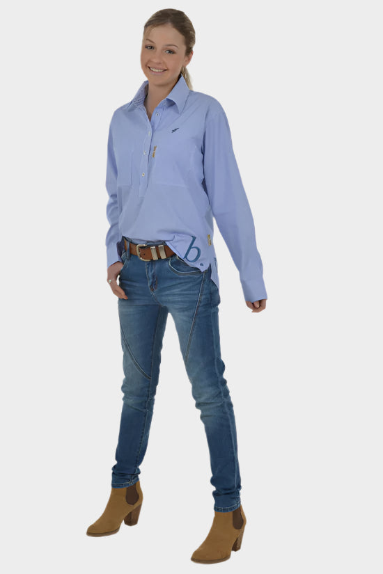 Bullrush Ladies Penola Pinstripe Shirt - Blue
