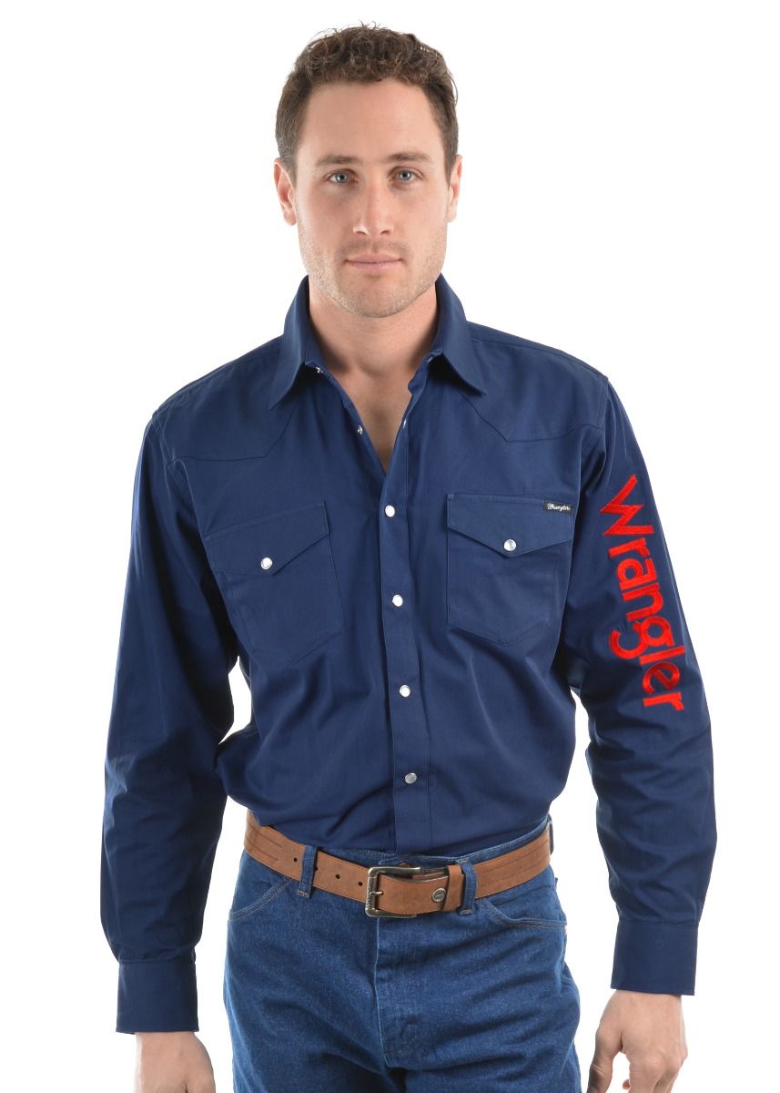 Wrangler Men's Logo Rodeo L/S Drill Shirt